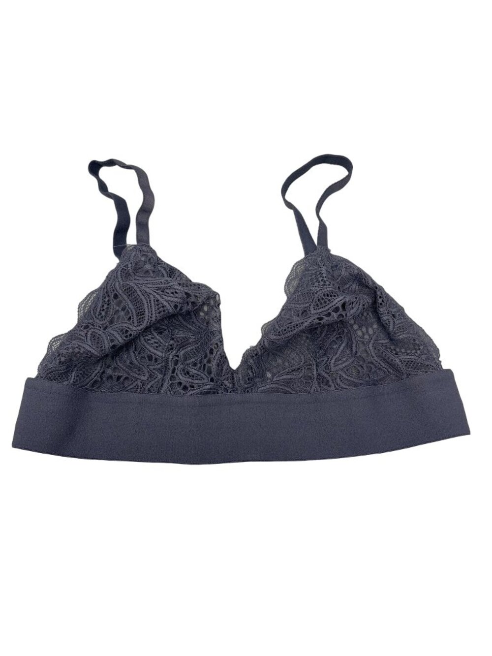 Lively Lace Bralette Bra Medium The Long Lined Adjustable Strap Gray Nylon